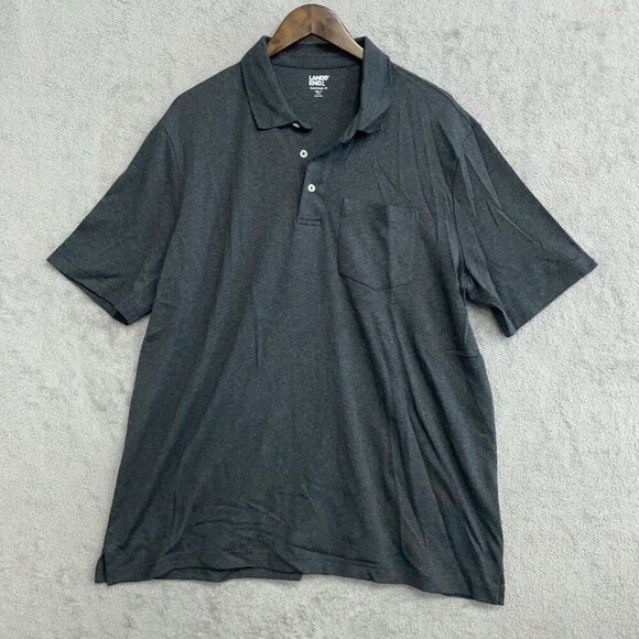NWOT Lands' End Men's 2XLT Charcoal Gray Polo Shirt Traditional Fit Short Sleeve - Picture 2 of 8